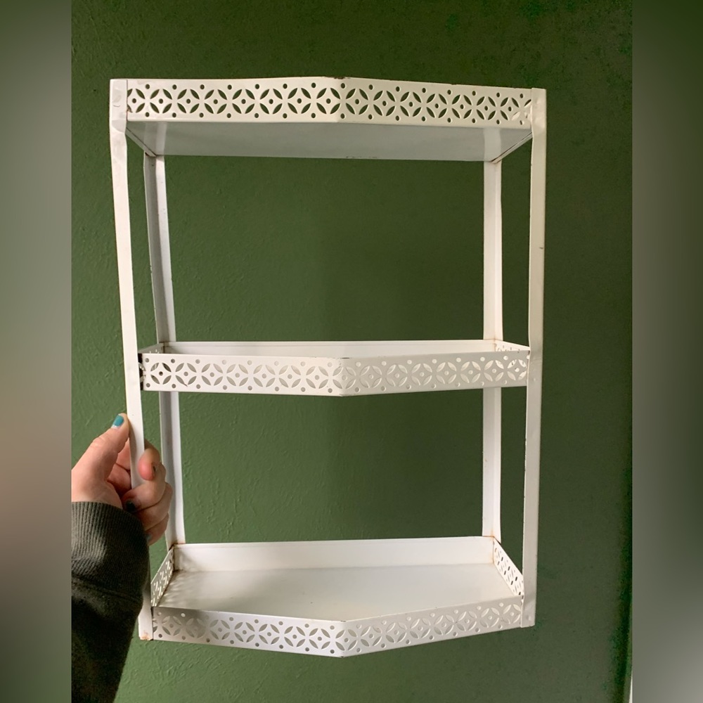 Vintage mid century metal wall shelf